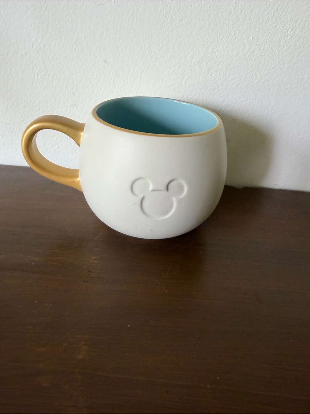Disney Cream and Gold Mug with Blue Interior